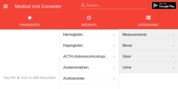 Screenshot of "Medical Unit Converter"